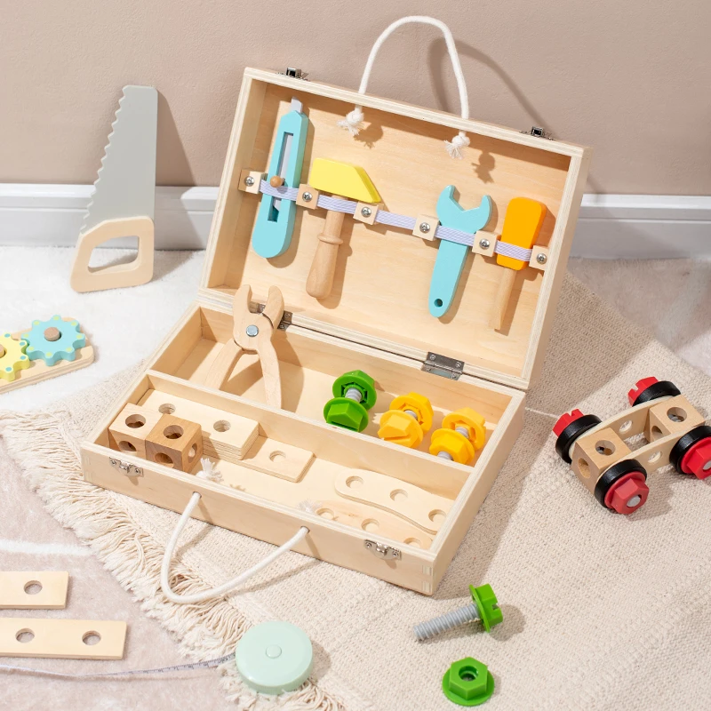 Wooden Playhouse Toolbox Toy Children's Simulation Screw Simulation Repair Tool Toy Box