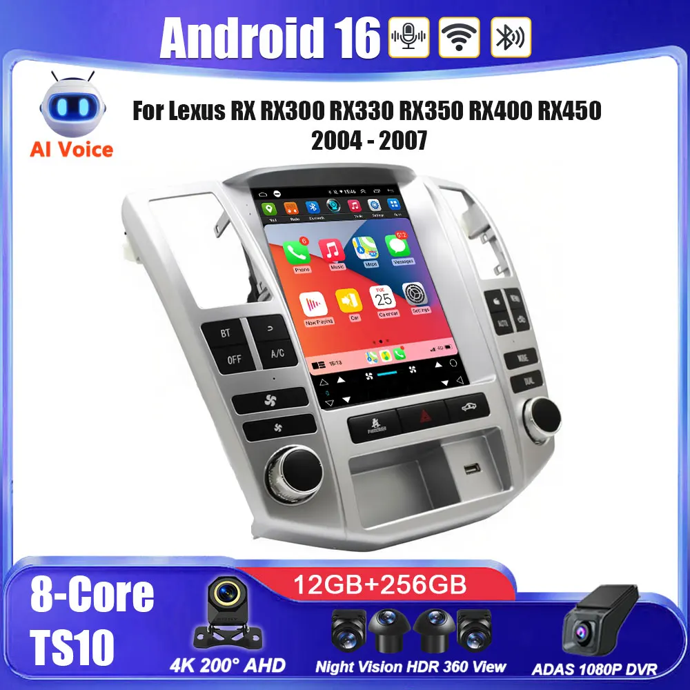 Radio para Auto con Carplay para Lexus RX RX300 RX330 RX350 RX400 RX450 2004 - 2007, Reproductor Multimedia, GPS, Navegación, Unidad Principal Estéreo 1