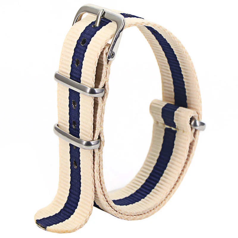 Nylon Army Sports Watch Strap – Black Adjustable Belt with Buckle