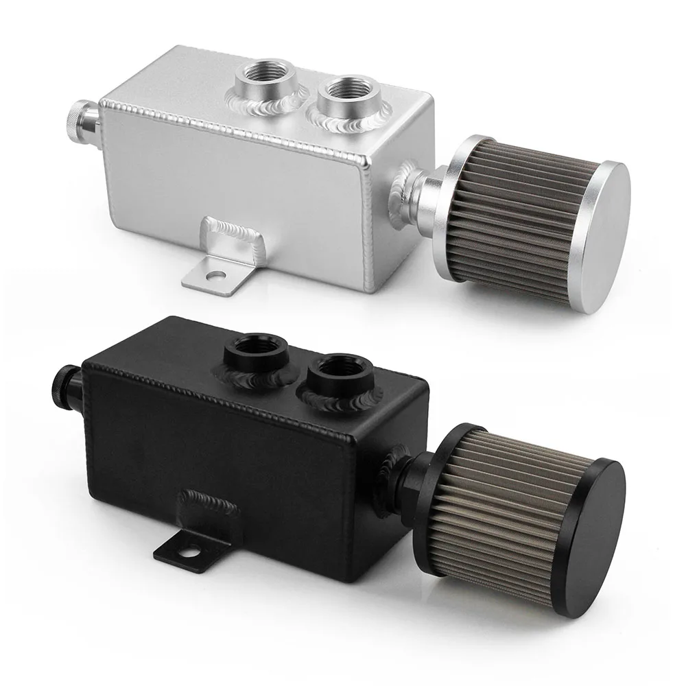 1L 2L 3L Universal Car Aluminium Oil Catch Tank Serbatoi Carburante Neri Argento Con Filtro Di Sfiato Rubinetto Di Scarico 1Lt 2Lt 3Lt Bswed