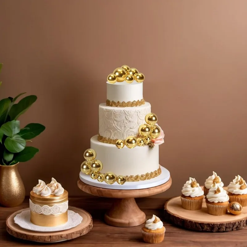 Cake Topper 20 Pcs Ball Cake Topper Decorations Mini Balloons Cake Topper Sticks Gold Balls Picks Balls Decorations