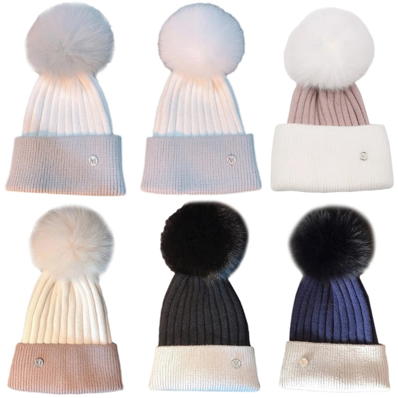 

Зимняя шапка-бини для женщин, теплая вязаная шапка с помпонами, милая шапка с черепом, рождественский подарок