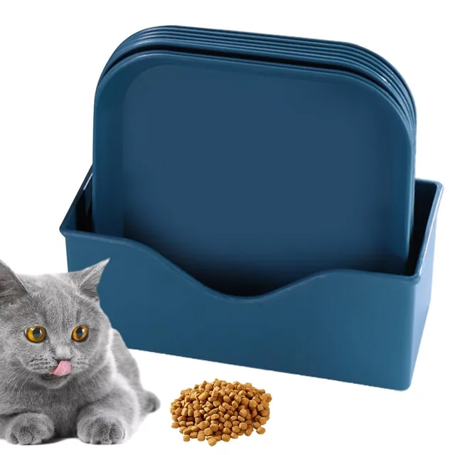 8PC Pet Food Bowl Set Pet Cats Dogs Square Feeding Bowl Solid Color Bowl Wet And Dry Food Plate For Kitten Puppy Pet Supplies