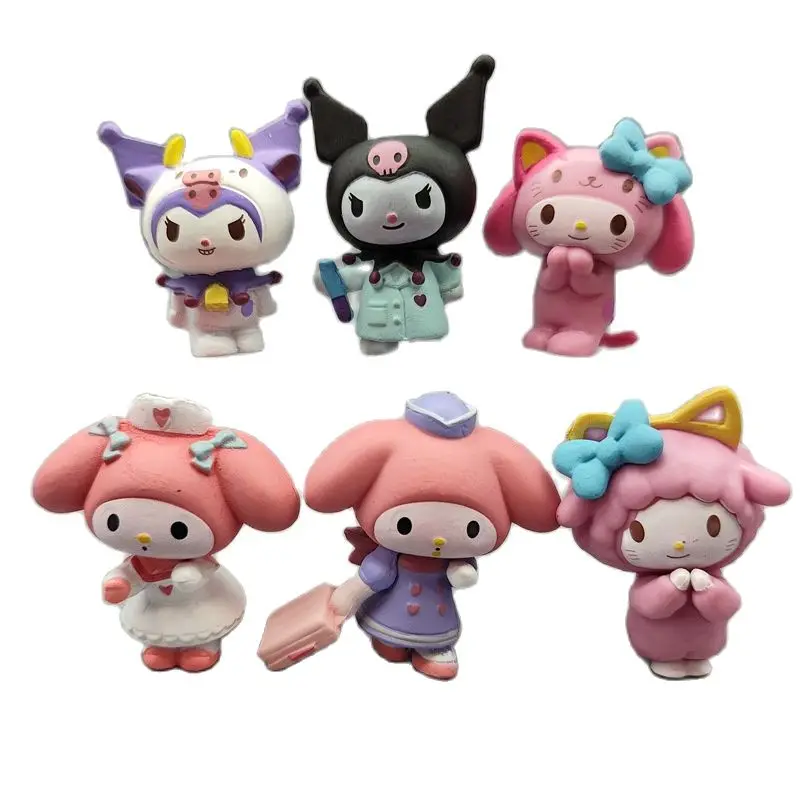 

Wholesale 5 sets 5cm Cute Kuromi Melody Action Figures Animal Rabbit Dog Model PVC Toys Dolls Girls Gifts