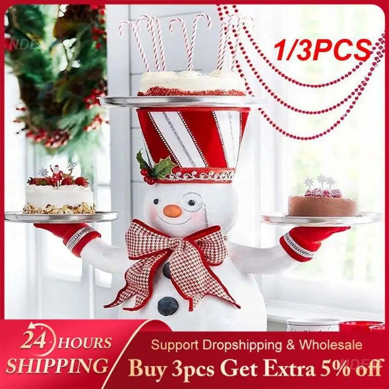 

1/3PCS Christmas Snack Stand Snowman Cupcake Holder Resin Statue Candy Tray Plate Party Christmas Decorations Craft Navidad