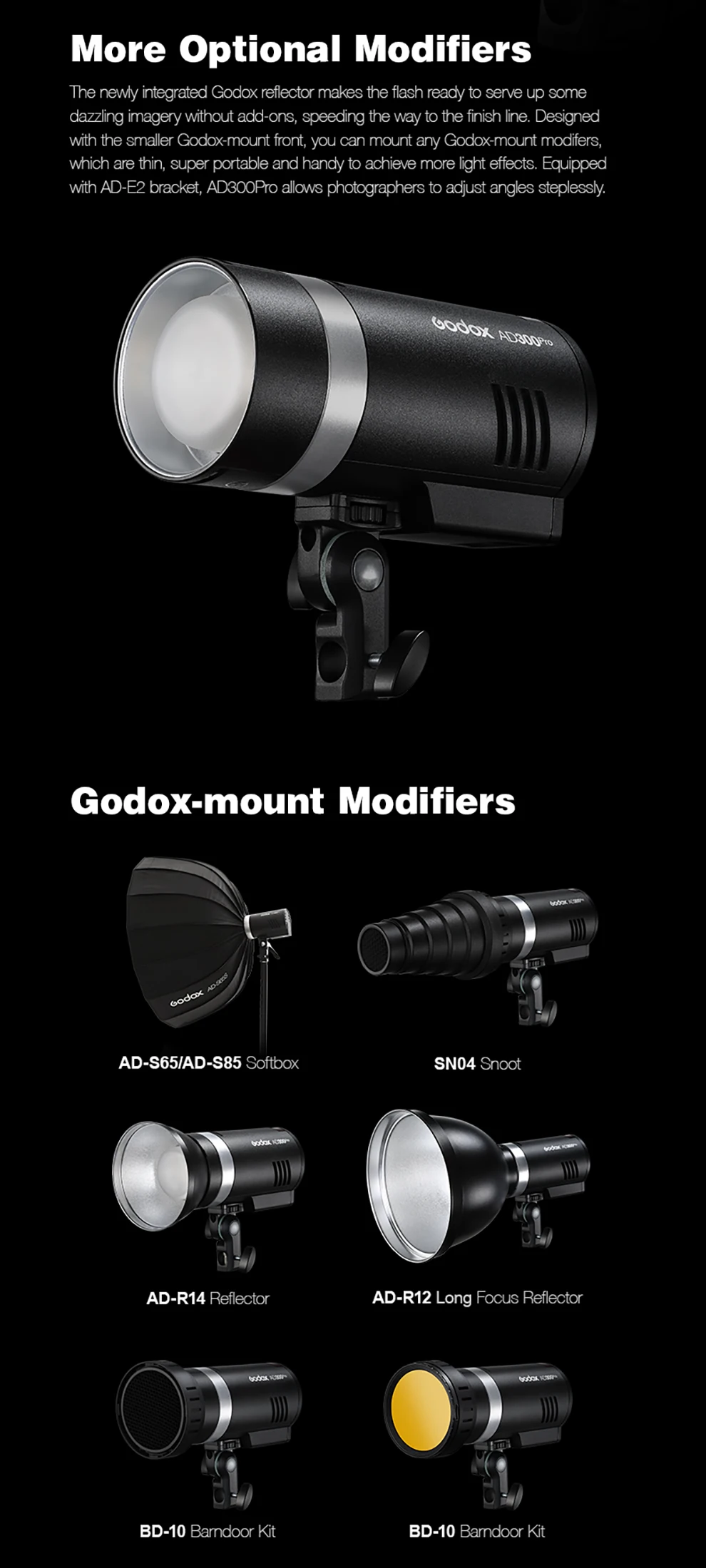 In Stock Godox AD300Pro Outdoor Flash Light 300Ws TTL 2.4G 1/8000 HSS with Batte