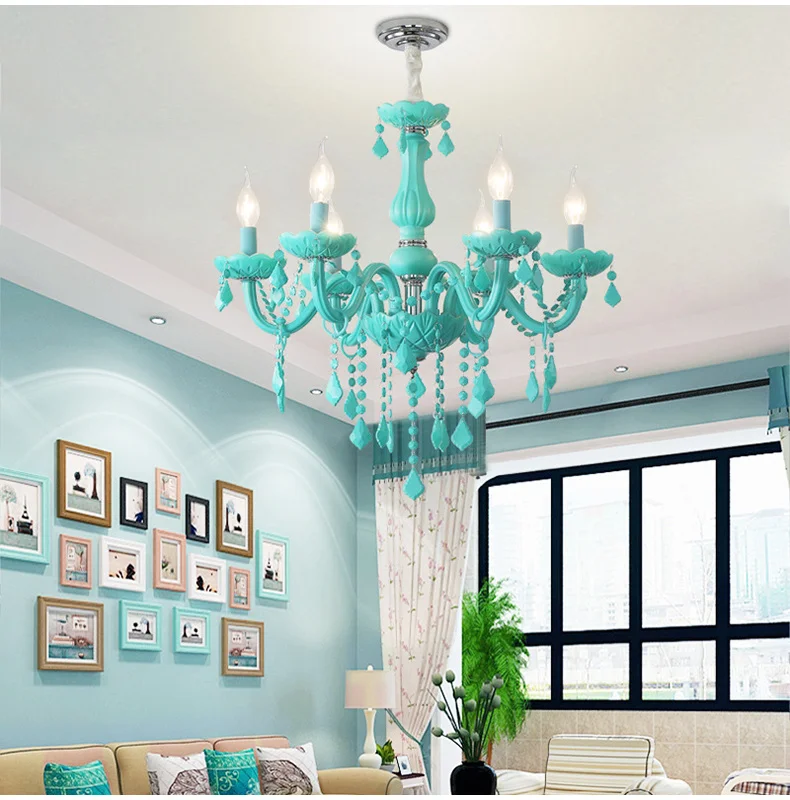 white chandelier Colorful crystal chandelier pink, green, purple, red, blue living room bedroom dining room girl children's room chandelier small chandeliers