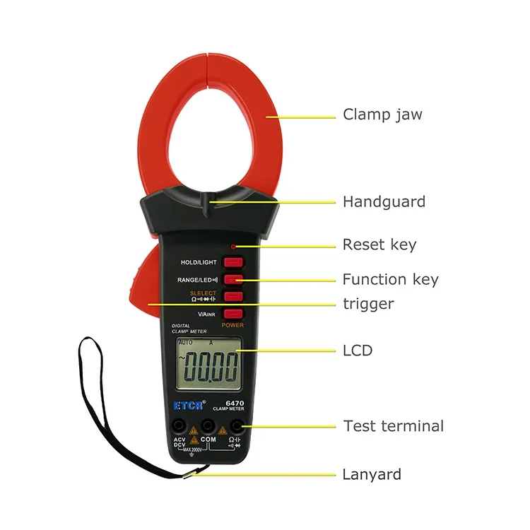 ETCR6450 Mini Digital multimeter AC DC 1000A Resistance/Capacitance/Frequency Cl
