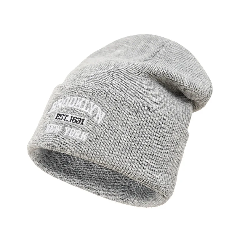1 Stück Winter warme doppellagige Strickmütze, winddichte Unisex-Schädelkappen für den Außenbereich, einfarbig, geeignet für den Urlaub, Alltagskleidung – Detail 7