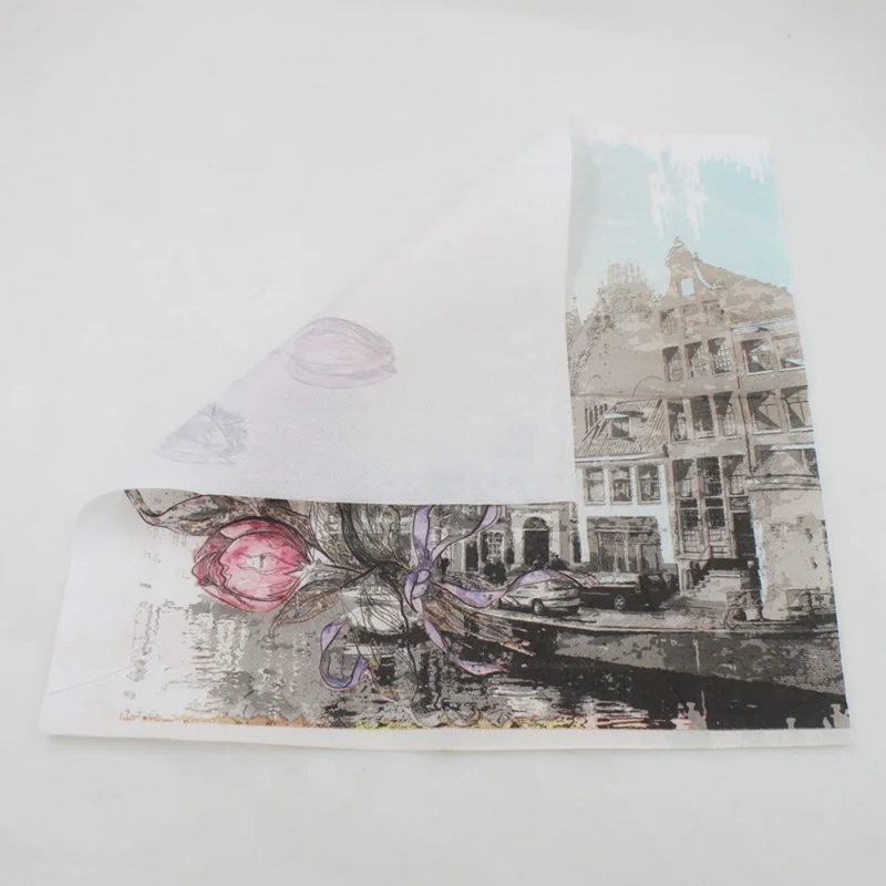 20pcs Tower Flower Pattern Napkins Party Tissue For Birthday/Wedding Party Decor 33x33cm