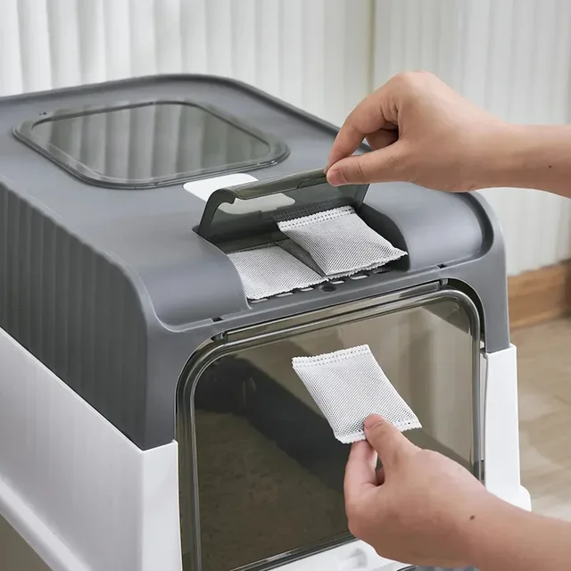 Fully Enclosed Cat Litter Box with Drawer, Odor Control Splash Proof Toilet, UV Sterilization, Large Hooded Kitty Litter Tray 3