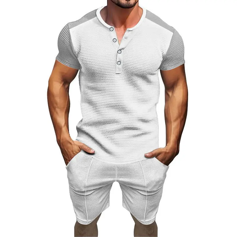Summer men's suit Fashion Sportswear Men's short sleeve T-shirt + Sportswear shorts Men's casual men's jogging suit