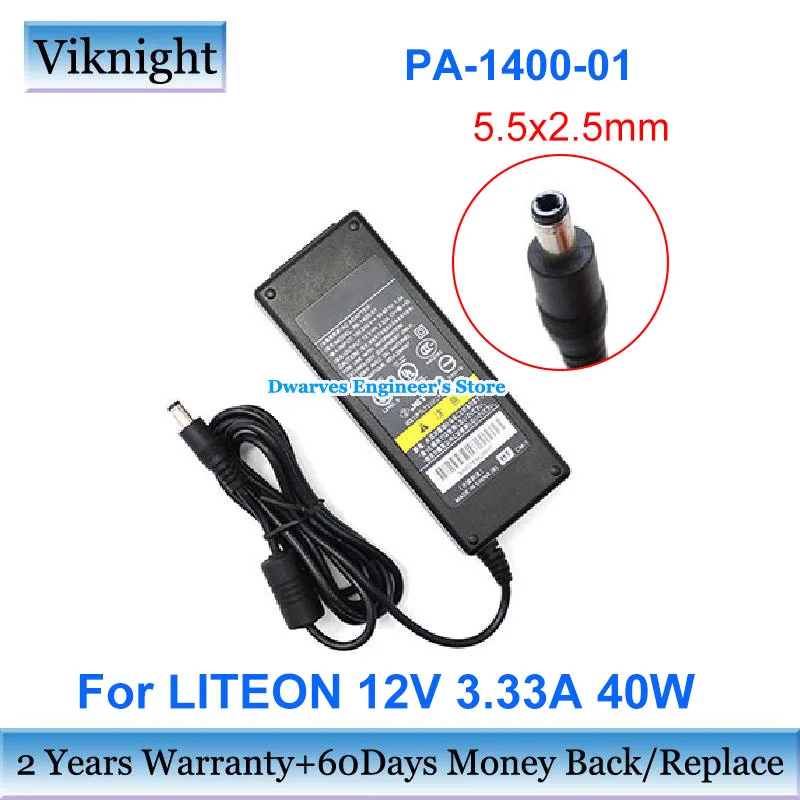 

Original 40W 12V 3.33A AC Adapter PA-1400-01 34007834BHT Laptop Charger for LITEON Power Supply 5.5x2.5mm Tip