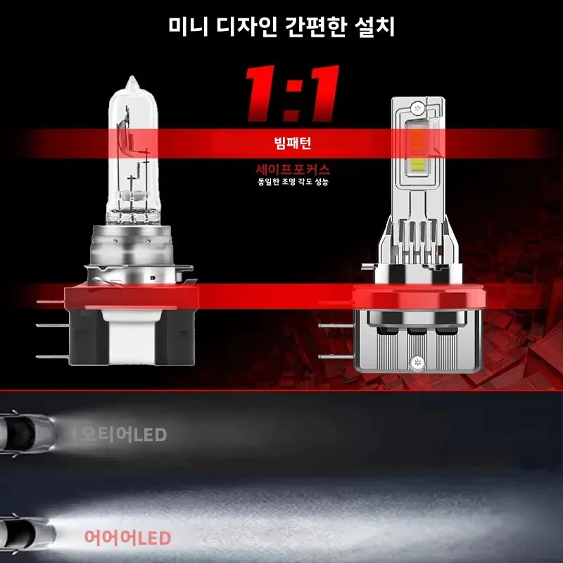 2PCS H15 올메탈 자동차 헤드라이트 전구 70W LED 헤드라이트 6000K 캔버스 오류 없음 DRL 폭스바겐 BMW 골프7 30000LM 플러그 앤 플레이 12V