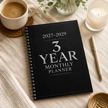Agenda Mensile 2027-2029, Planner a Spirale A5, Organizer Minimalista per Obiettivi, Appuntamenti e Pianificazione a Lungo Termine