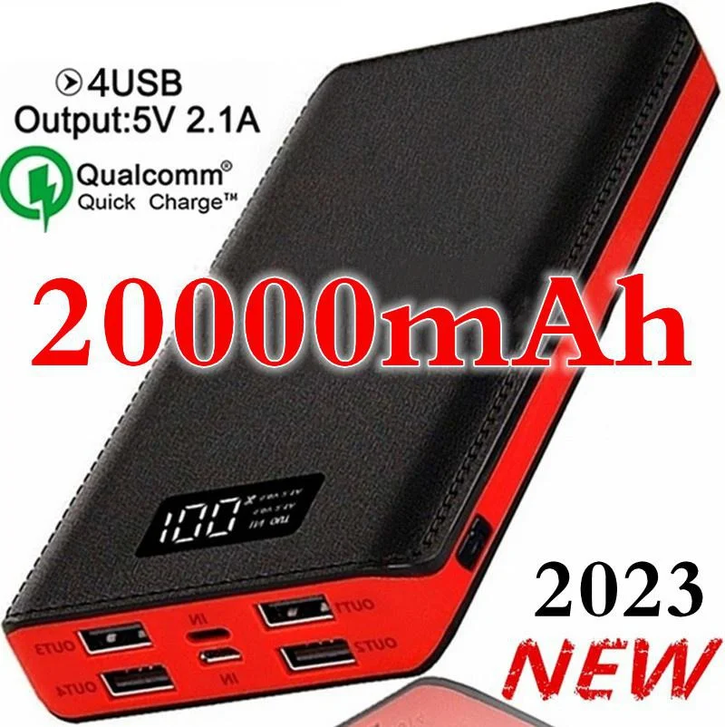 

Power Bank 20000mAh Portable Charger Battery Pack 4USB Output Ports Huge Capacity Backup Battery with Led Lights Compatible