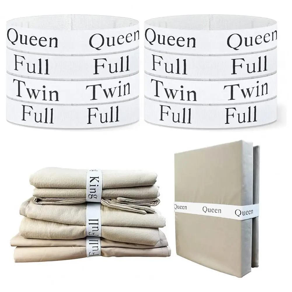 Bed Sheet Elastic Band King/Queen/Full/Twin Printing Organizer Bands Quilt Blanket Storage Straps Labels Bandage Band 4/6Pcs storage bag elastic bands accessories