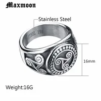 Maxmoon Punk Retro Teen Wolf Midi Ring Triskele Triskelion Allison Argent Stainless Steel Finger Signet Ring For Men Gift 2