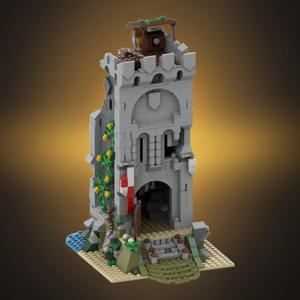 

Moc Building Blocks Abandoned Tower Modular Castle Model Technical Bricks DIY Assembly Construction Toys Children Holiday Gifts
