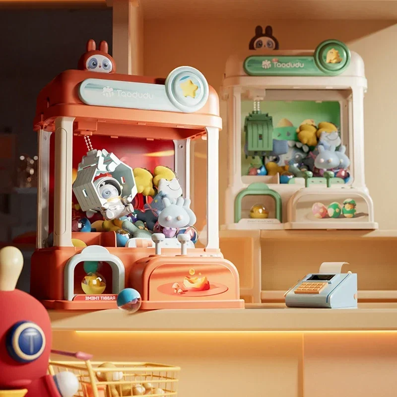 Mini Automatic Doll Machine Toy for Kids Mini Cartoon Astronaut Play Game Claw Crane Machines with Light Music Children Toy Gift