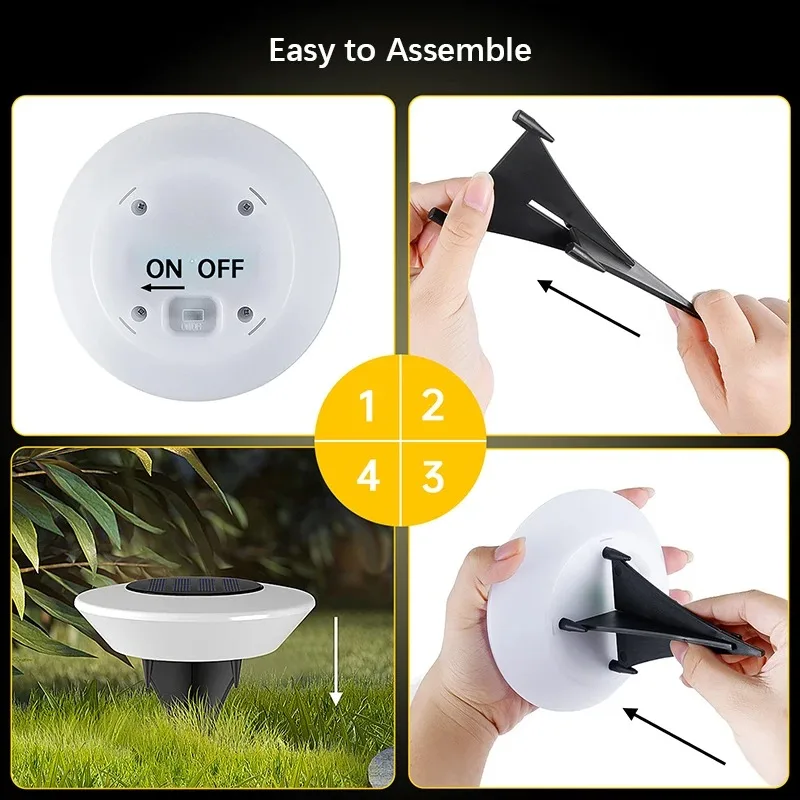 Solar Lights,Outdoors Lamp,360&deg; LED Floor Lights IP65 Waterproof with On/Off for Garden,Yard,Backyard,Driveway,Patio,Lawn