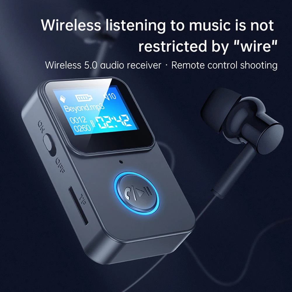 Bluetooth-compatible Music Player Audio Adapter With Lcd Screen 5v Black Audio Receiver C33 5.0 Mp3 Player Music Media