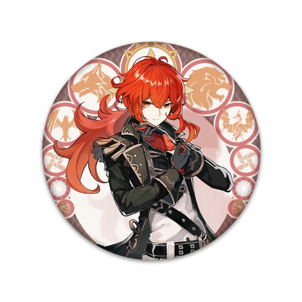 Genshin Impact Pins Monds tadt Thema Serie Charakter Abzeichen Diluc Kaeya  Klee Venti Mika Rasierer Lisa Diona 58mm Weißblech Broschen