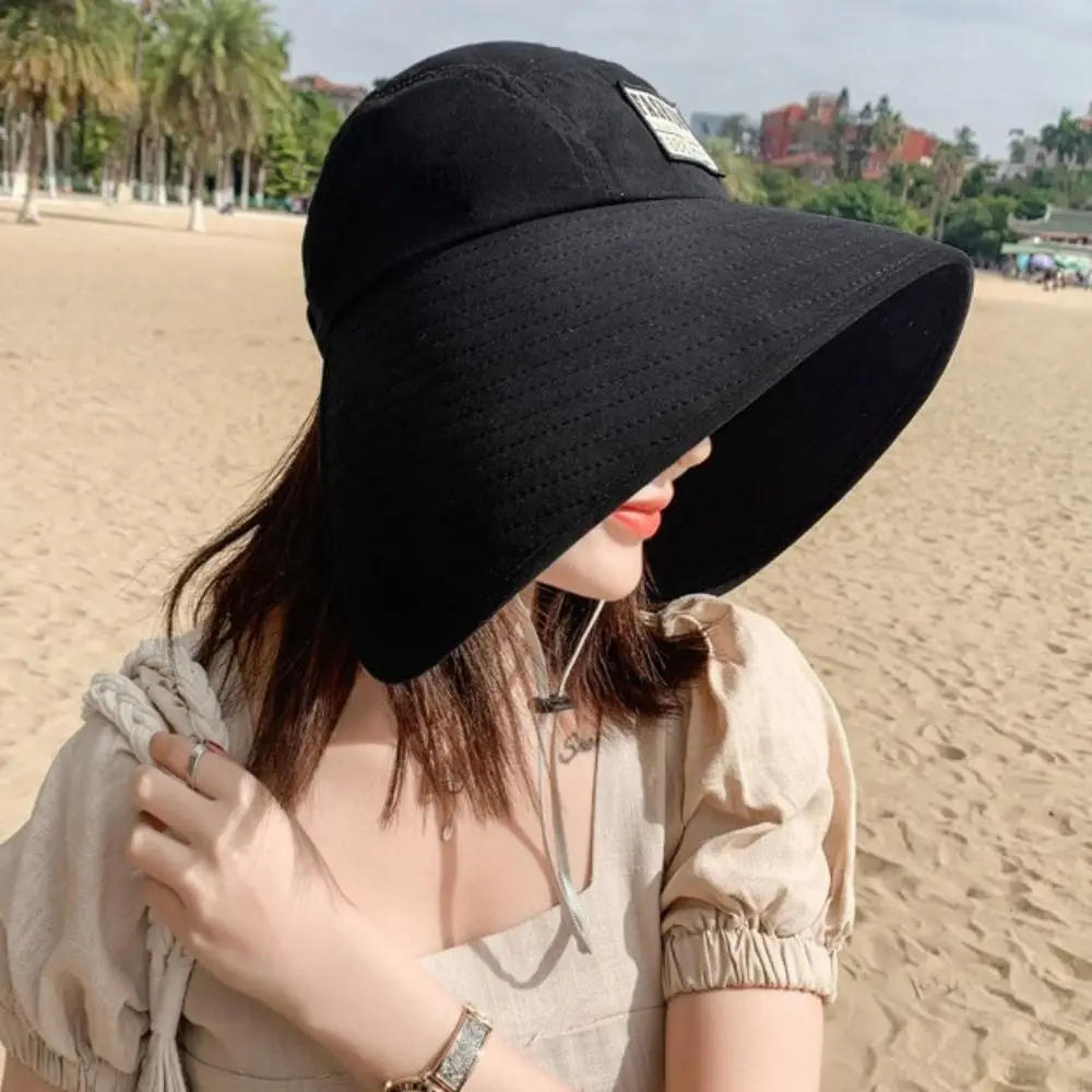UV Protection Women Hat Fashionable Sun Protection Big Brim Beach Sunhats Visor Breathable Bucket Hat Travel Bucket Hat 2