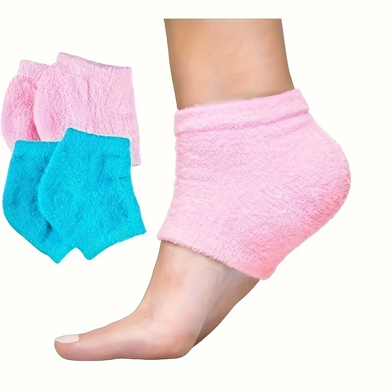 1Pairs Moisturizing Gel-Lined Heel Socks, Toeless Fuzzy Spa Socks for Dry Cracked Heels Relief