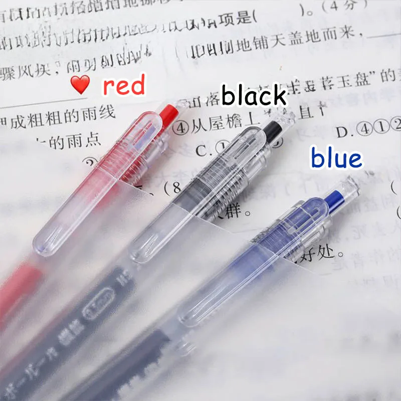 12pcs/set large capacity press neutral pen bold pen core st head black/blue/red ink 0.5mm quick drying smooth neutral pen