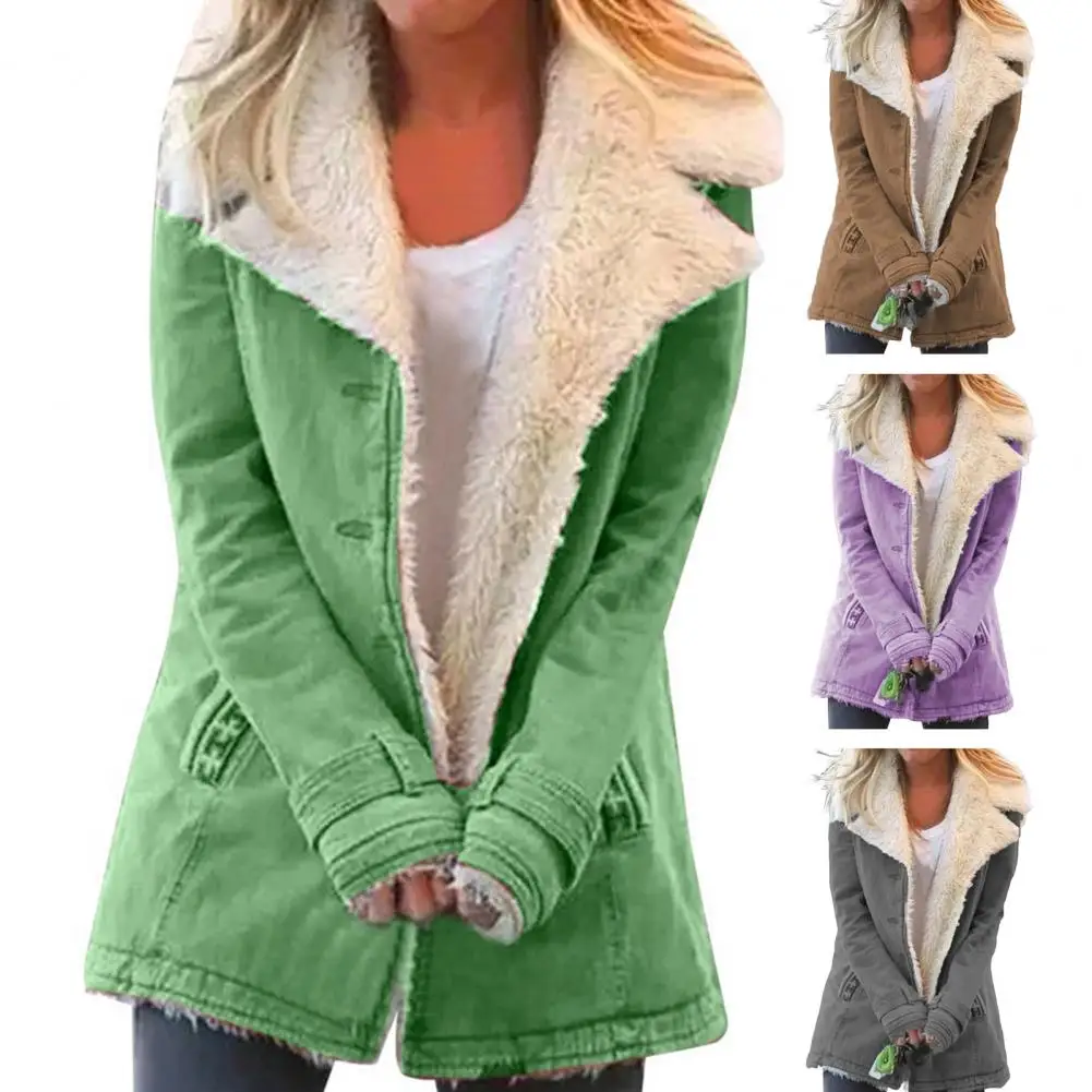 

Модное женское пальто, однобортное Женское зимнее пальто с плюшевыми пуговицами, Женское пальто, сохраняющее тепло