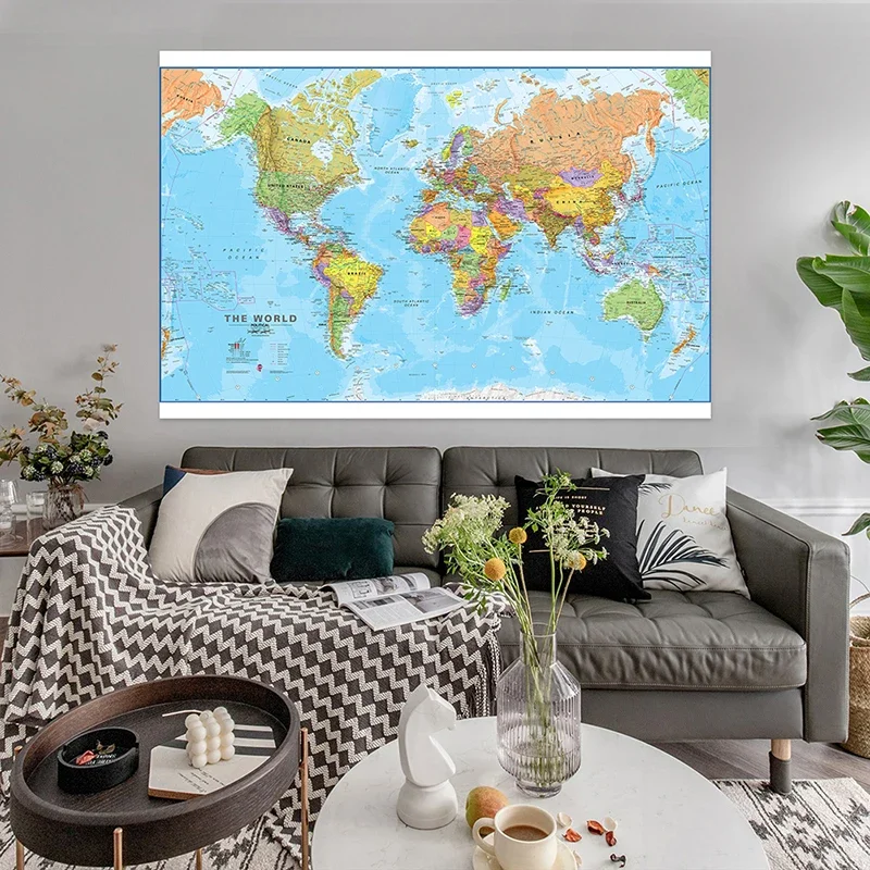 150*90cm World Wall Map Detailed Poster Non-woven Painting Map Of The ...