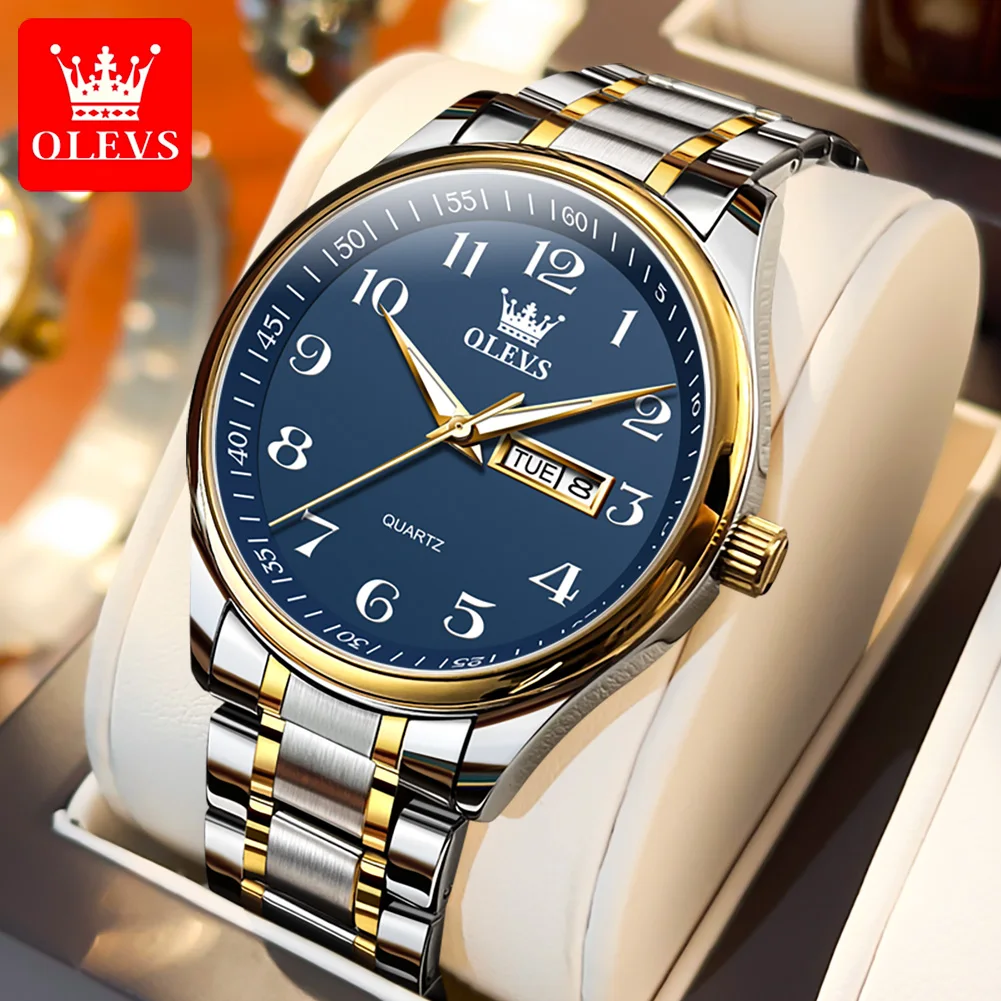 

OLEVS Military Sports Watch for Men Waterproof Male Clock Steel Band Quartz Day and Date Display Man Wristwatch Reloj Hombre
