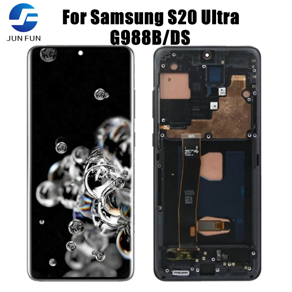 

ЖК-дисплей Super AMOLED для Samsung Galaxy S20 Ultra, сенсорный экран в сборе для Samsung S20Ultra G988B/DS G988U, ЖК-дисплей с рамкой