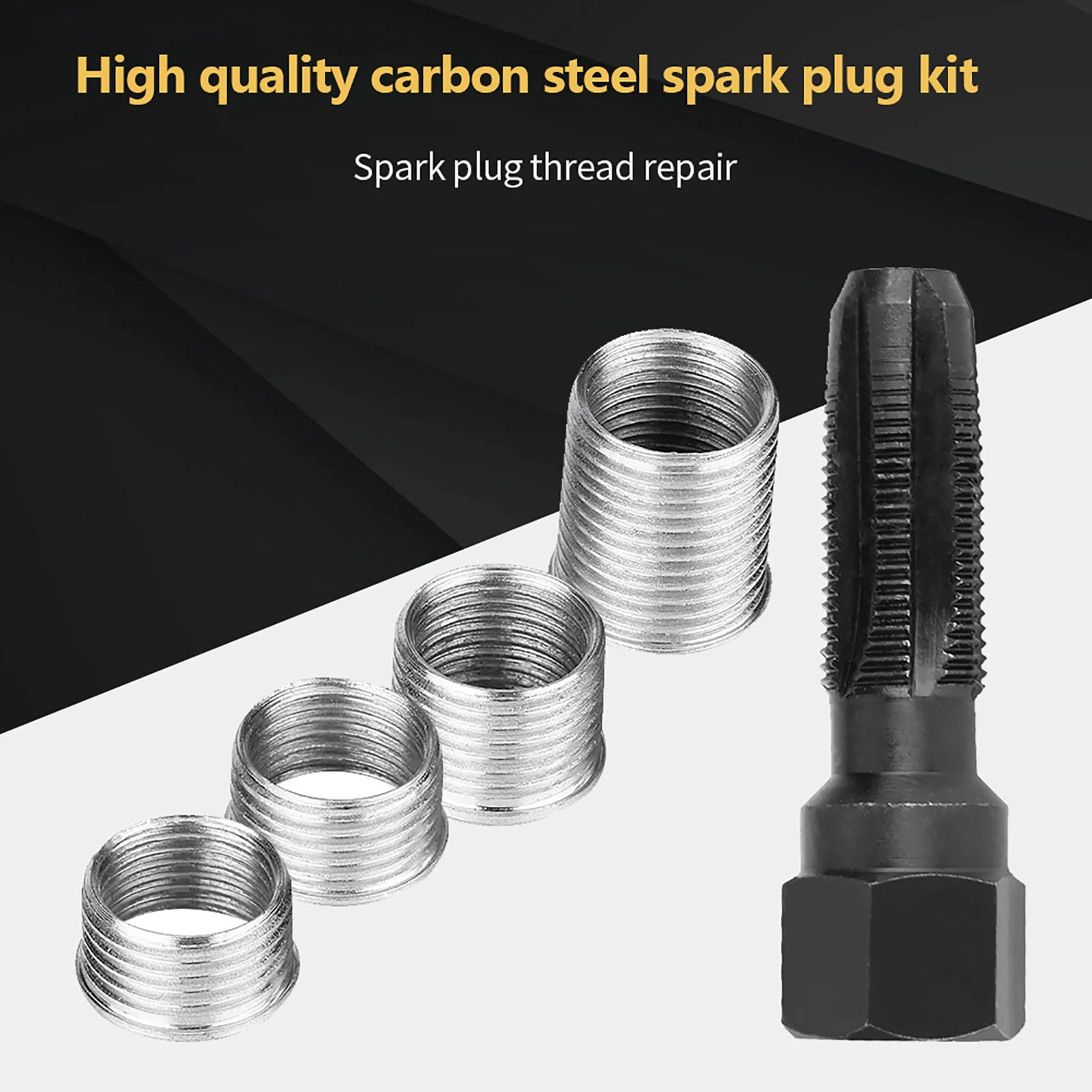 5Pcs Carbon Steel Spark Plug Re-thread Repair Tool Tap Reamer Inserts Kit 14mm for Spark Plug Thread Repairing car repair tool hardware hand tools