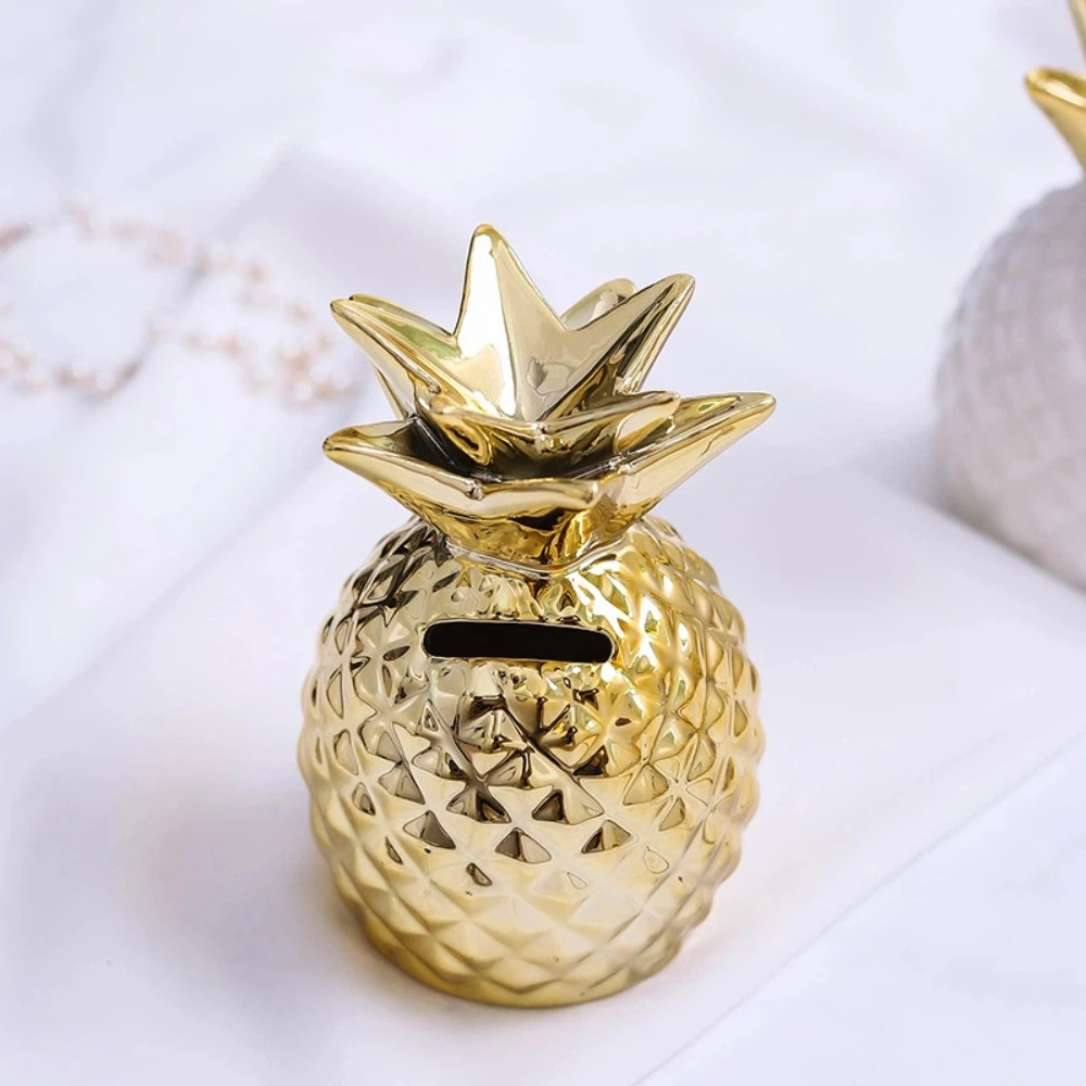 Tirelire ananas en céramique dorée objet décoratif et épargne_voghion.com