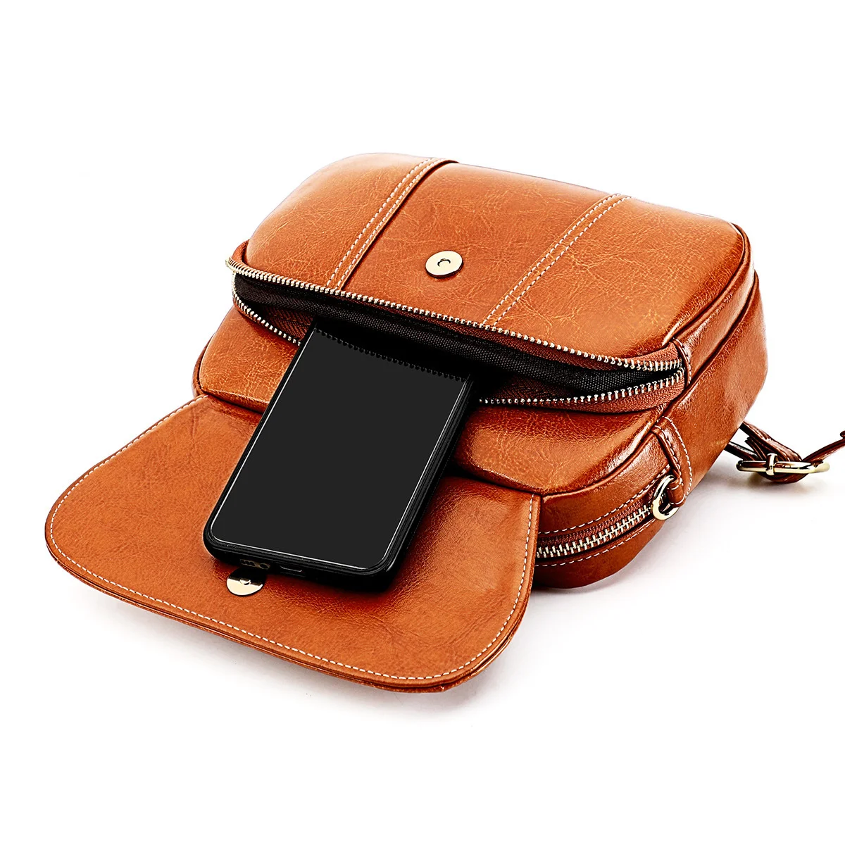 Shoulder Single Bag Women's Crossbody Leather Y2k High-Capacity Female Fashion Retro Style Messenger Cowhide Handbags For Women
