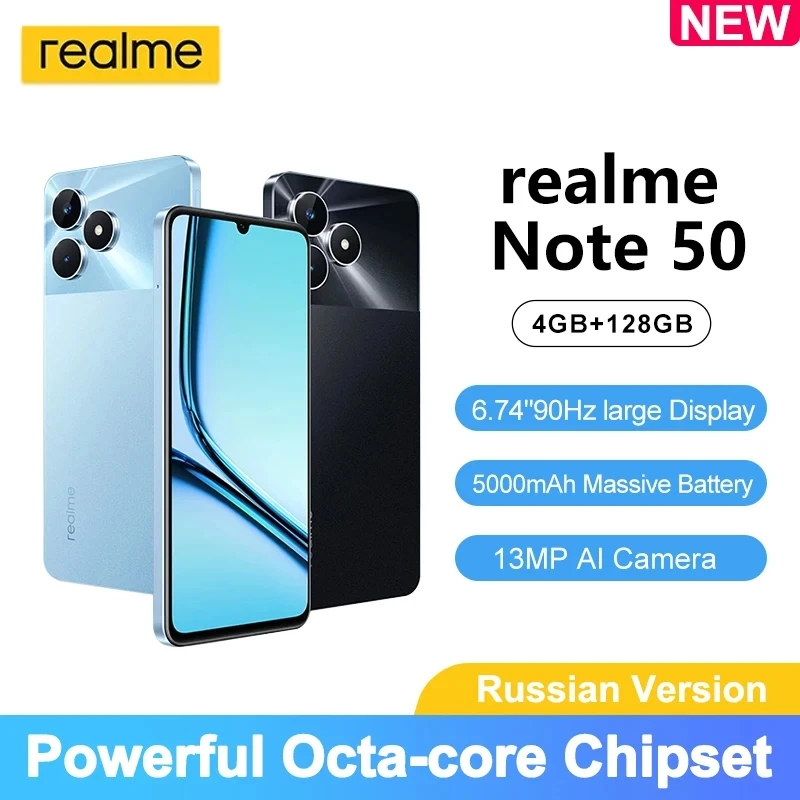 

Realme Note 50 Smatphones 6.74'' 90Hz High Color Screen 13MP AI Camera IP54 Waterproof 5000mAh Fast Charging 8-Core Chipset