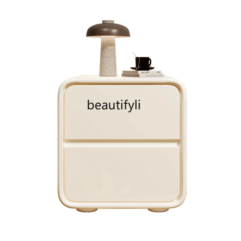 

Light Luxury Nordic Cream Style Bedside Table Creative Small Cabinet Modern Minimalist Solid Wood Bedroom Bedside Cabinet