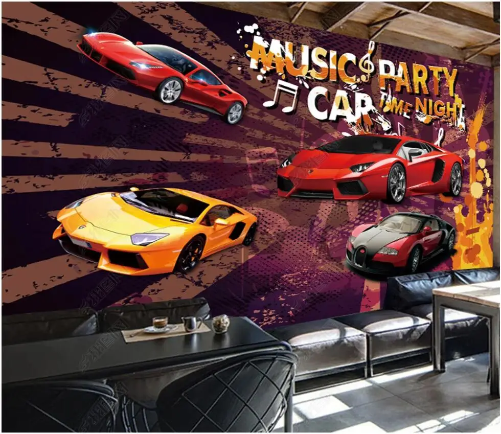 

Индивидуальные настенные фотообои 3d Supercar rock концерт музыка фон домашний декор гостиная обои для стен 3d