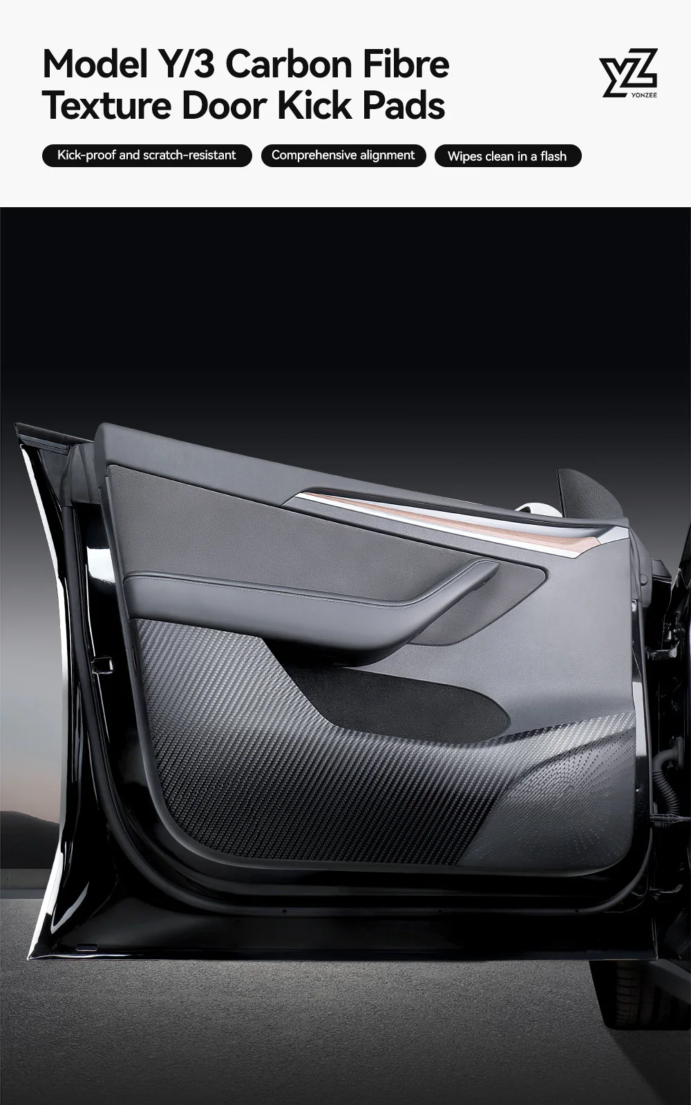 Car Door Anti-Kick Pad For Tesla Model 3 Y Juniper Highland Sticker Trim Kit Sid