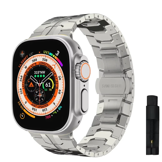 Luxury Titanium Color Stainless Steel Watch Band, Ultra-Premium Metal Strap