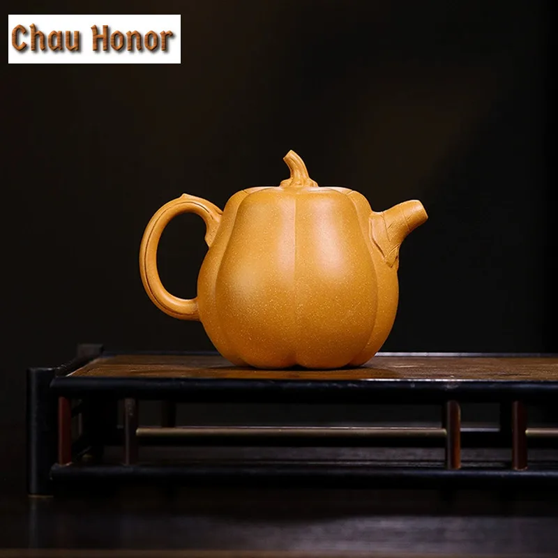 220ml Traditional Yixing Purple Clay Teapots Handmade Pumpkin Pot Raw Ore Section Mud Kettle Chinese Zisha Tea Set Tea Services