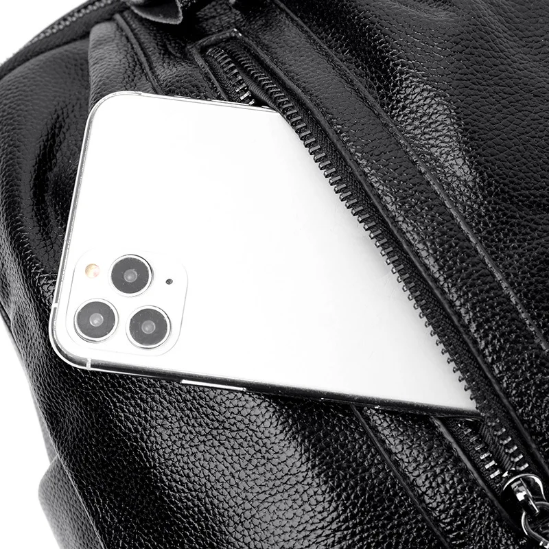 Backpack Women's New Korean Edition Bag Women's Mommy Student Anti theft Litchi Pattern Travel Soft Leather Backpack