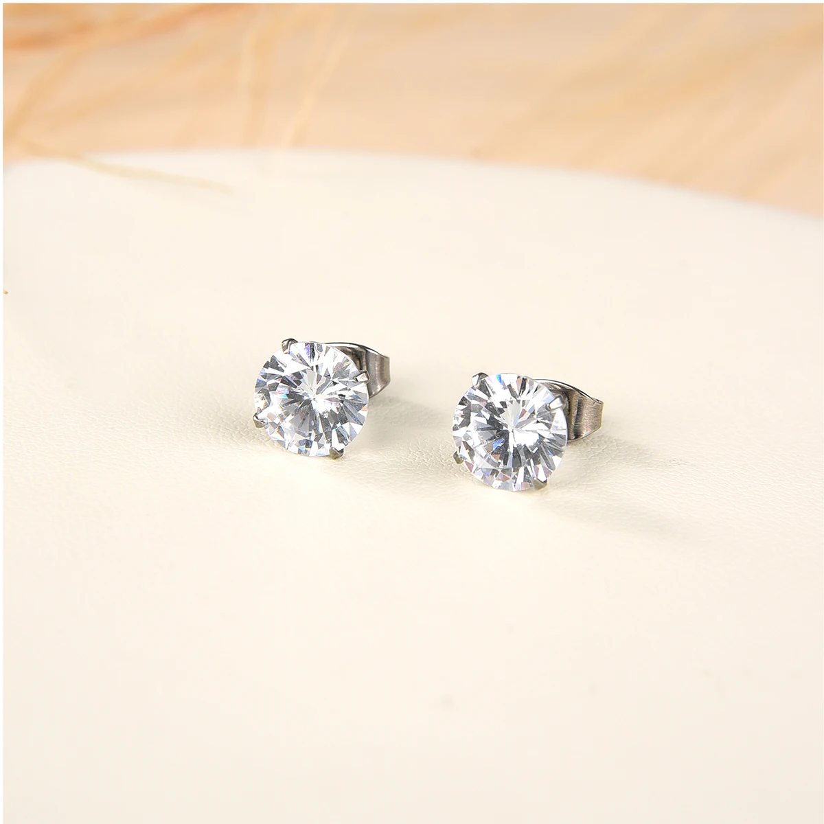 Boucles D’Oreilles Diamant CZ Argent 925 – Ronde Ou Carrée, Plaqué Or Blanc, Hypoallergénique Unisexe