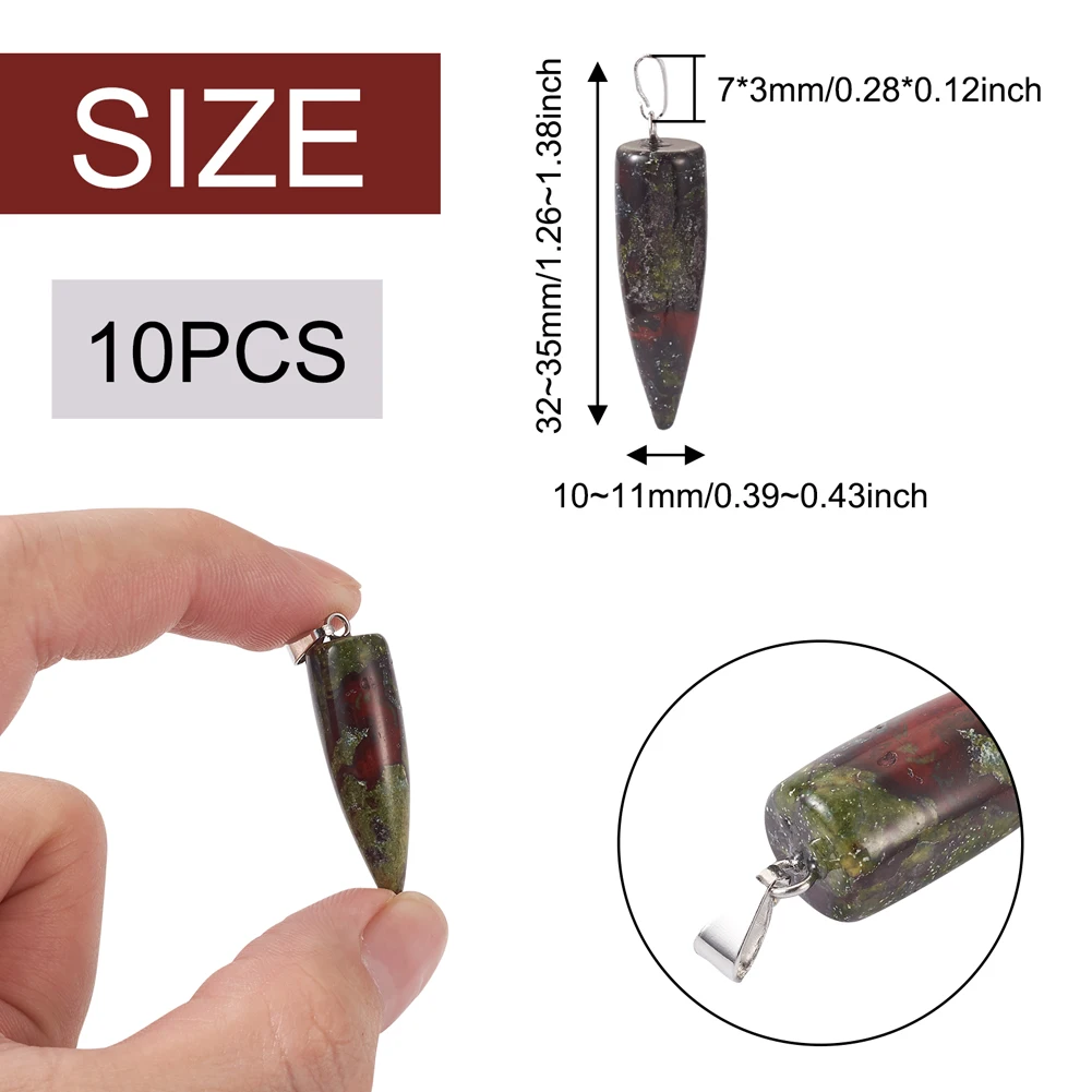 10pcs Bullet Shape Chakra Pendant Amethysts Labradorites Rose Quartzs Natural Stone Necklace Pendants Jewelry Accessories