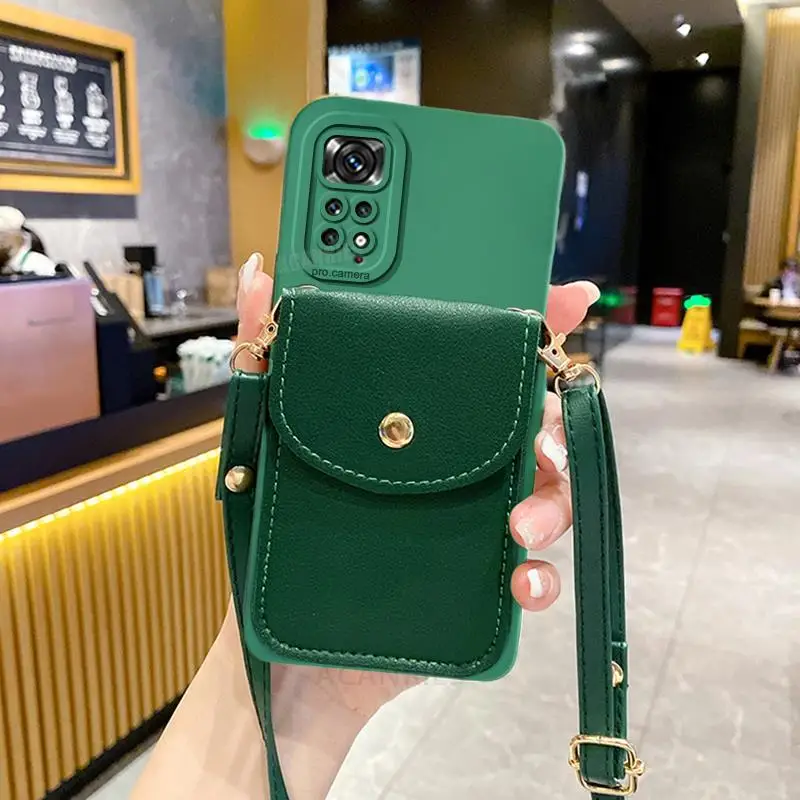 thumbnail image 1 of Note11s Crossbody Card Slot Bag Holder Case On For Xiaomi Redmi Note 11 8 9 10 7 Pro 11s 10s 9s 11pro 4g 5g Cord Silicone Cover, 1 of 5