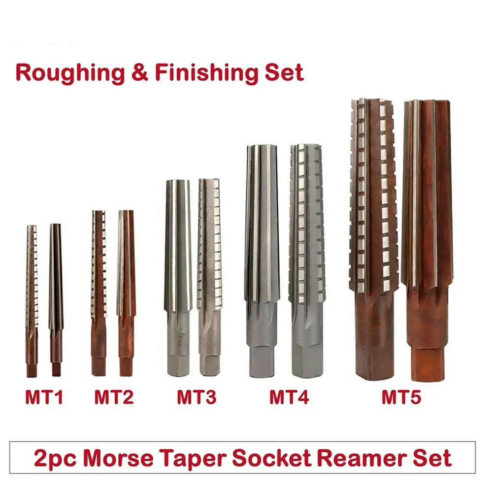Hand Reamer MT1/MT2/MT3/MT4/MT5 9SiCr Fine/rough Edge Morse Taper Sleeve Reamer For Milling Finishing Tool 2pcs