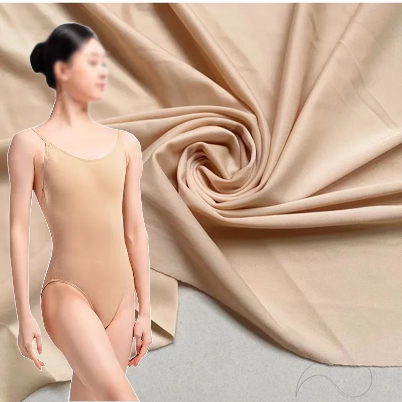 Skin Color Four-sided Stretch Semi-gloss Polyester Spandex cloth Soft and Smooth Dance Figure Slip Base High Elastic Fabrics