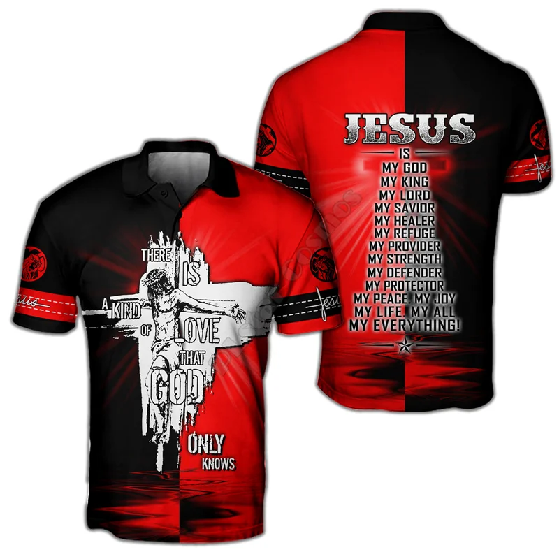 

Summer Fashion Men's Short Sleeve T-shirt Jesus There Is A Kind Of Love That God 3D Print Polo Shirt Unisex Street T-shirt Tops